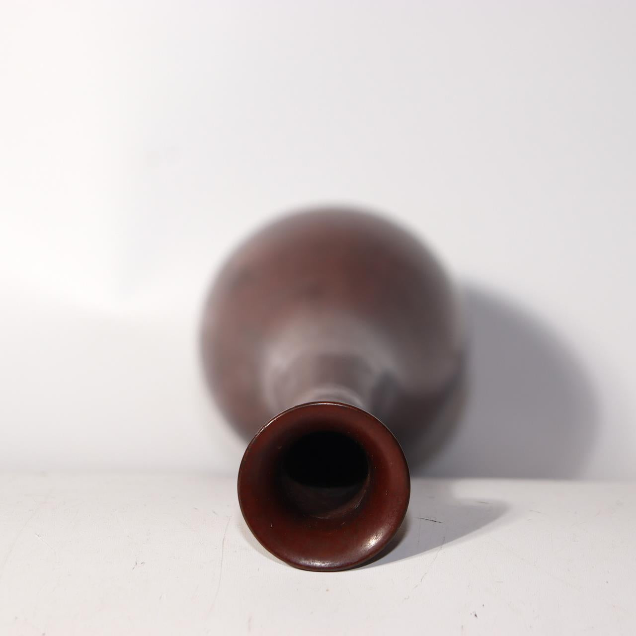 Japanese Vintage Cast Bronze Flower Vase Koshiyama Osaka Shobido Signed BV659-13