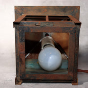 Japanese Vintage Iron Glass Hanging Lantern Hand-Painted Panels Garden Temple23