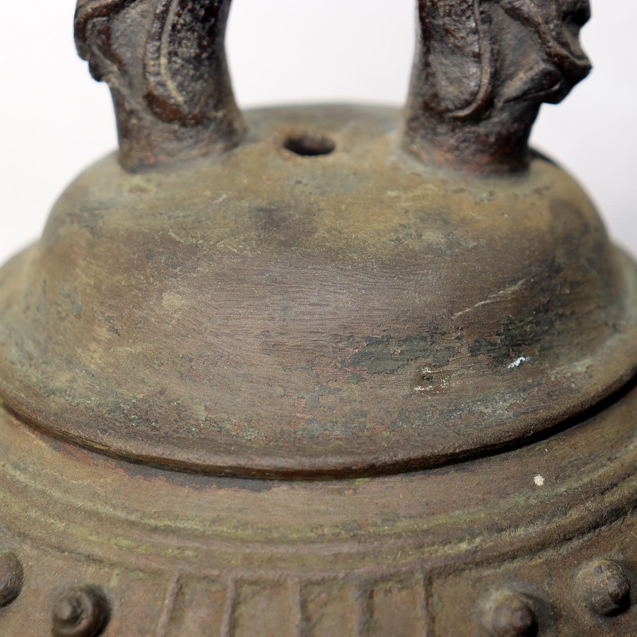 Japanese Antique Bronze Temple Bell Shinto Buddhist Taisho Period Shrine Suzu10