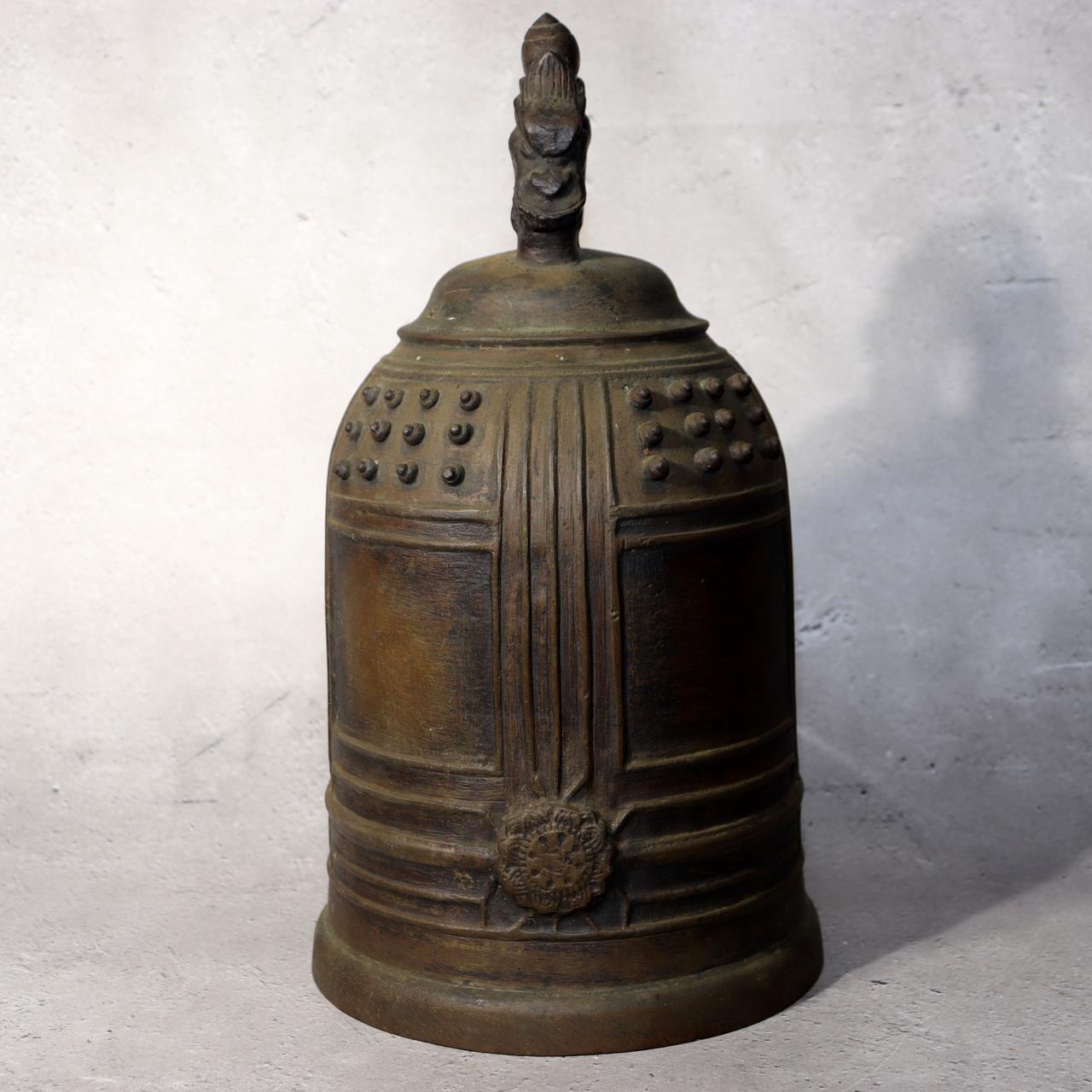 Japanese Antique Bronze Temple Bell Shinto Buddhist Taisho Period Shrine Suzu1