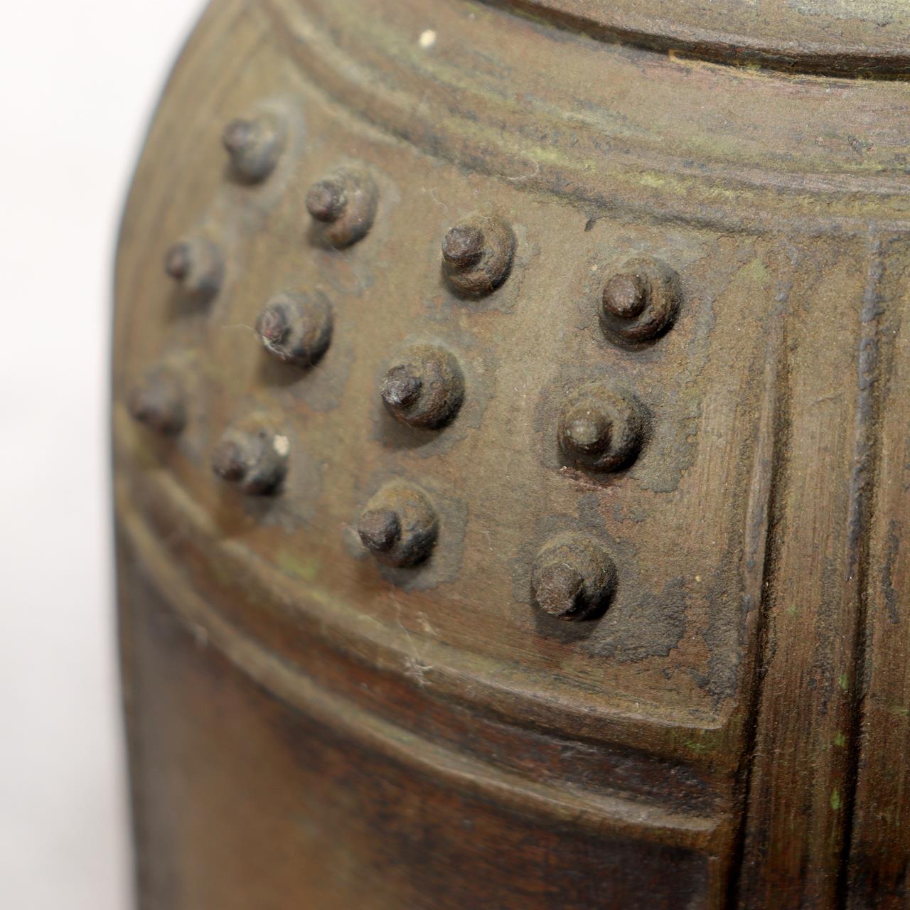 Japanese Antique Bronze Temple Bell Shinto Buddhist Taisho Period Shrine Suzu16