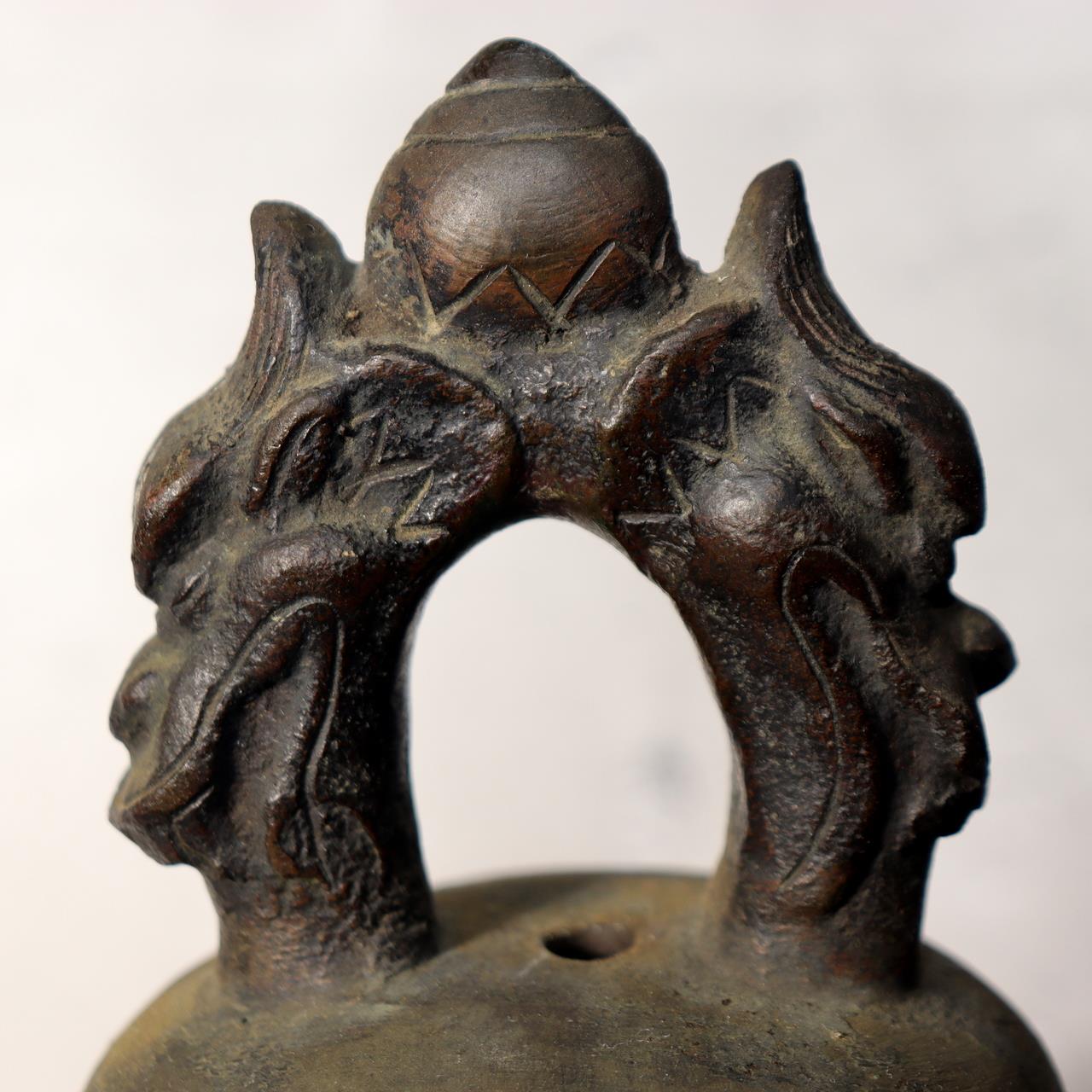 Japanese Antique Bronze Temple Bell Shinto Buddhist Taisho Period Shrine Suzu19