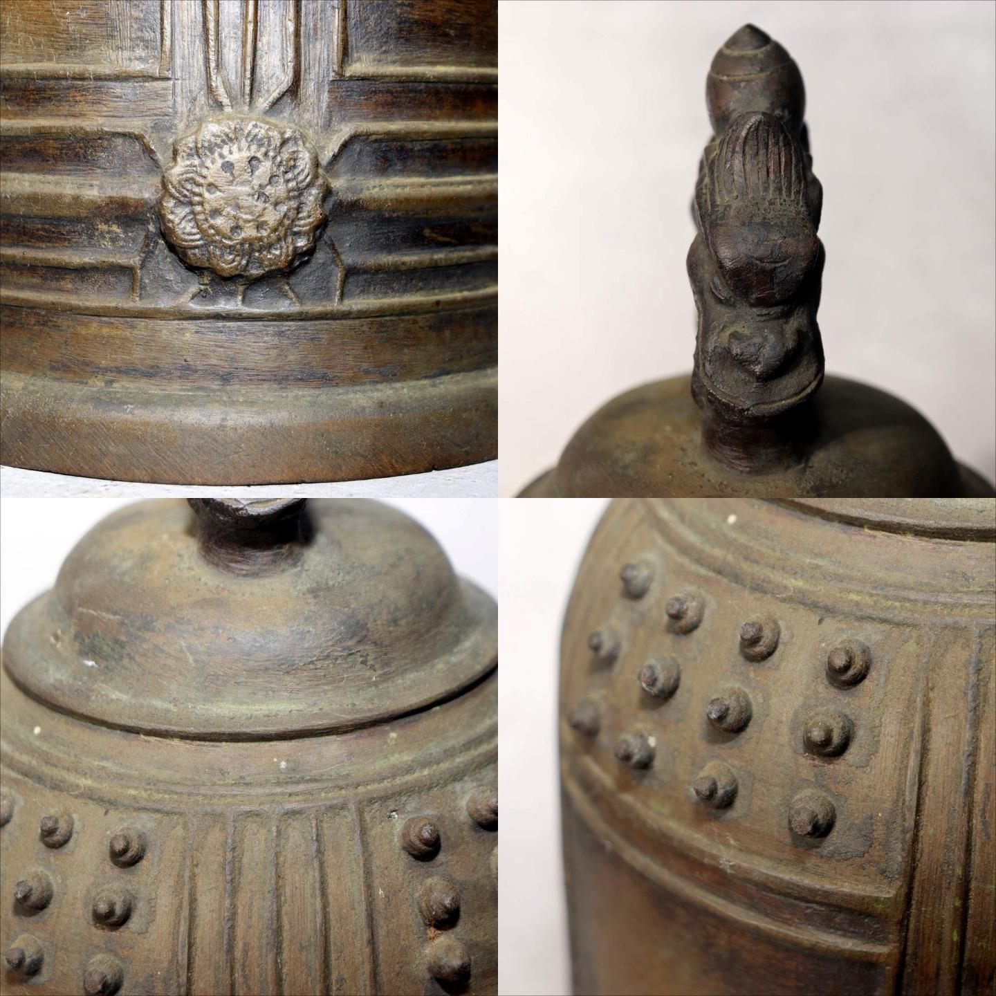Japanese Antique Bronze Temple Bell Shinto Buddhist Taisho Period Shrine Suzu7