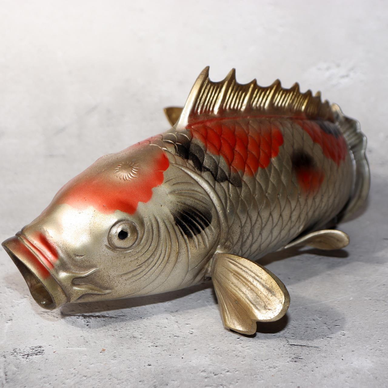 Japanese Vintage Bronze Koi Carp Ornament Fish Sculpture Decor BOS9760
