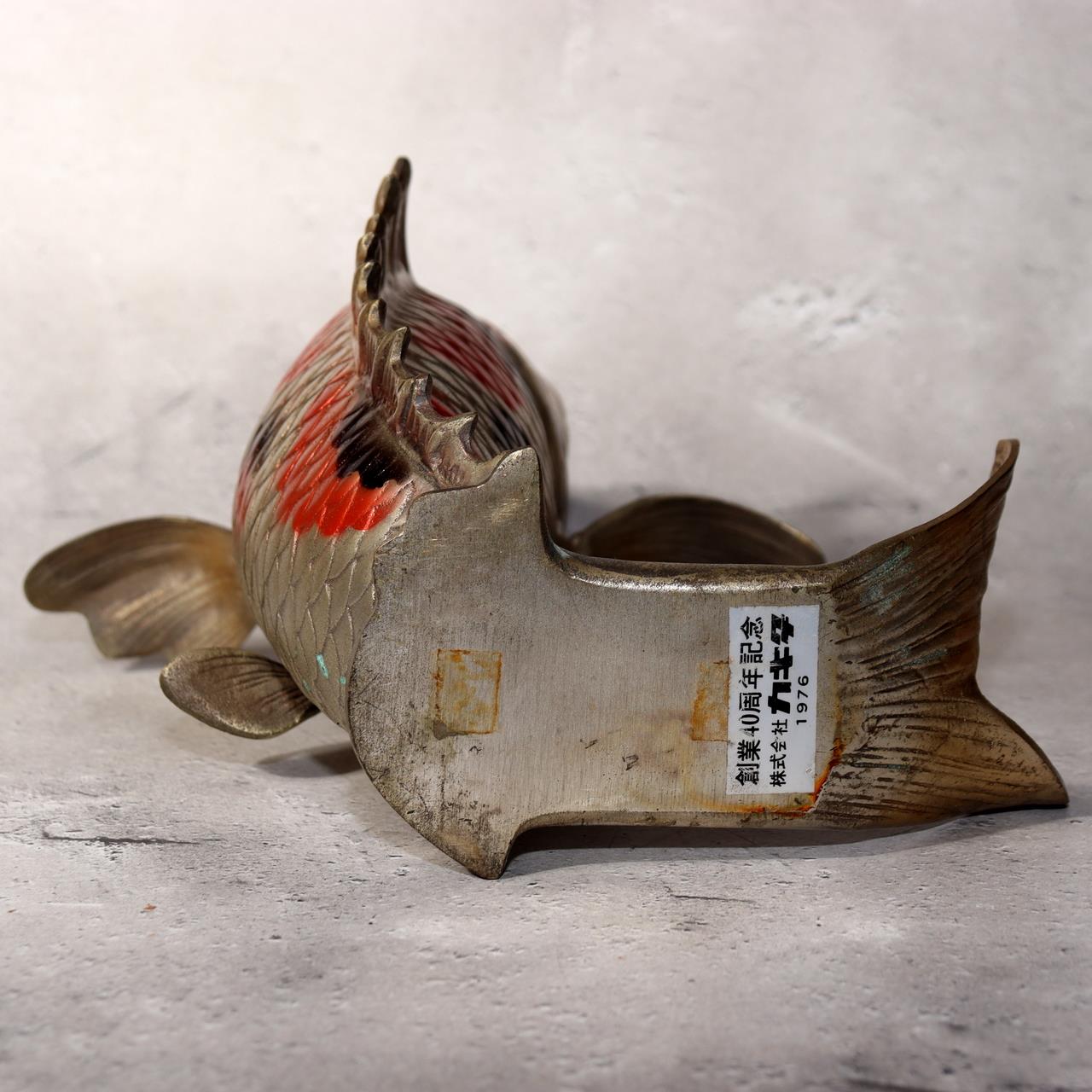 Japanese Vintage Bronze Koi Carp Ornament Fish Sculpture Decor BOS976
