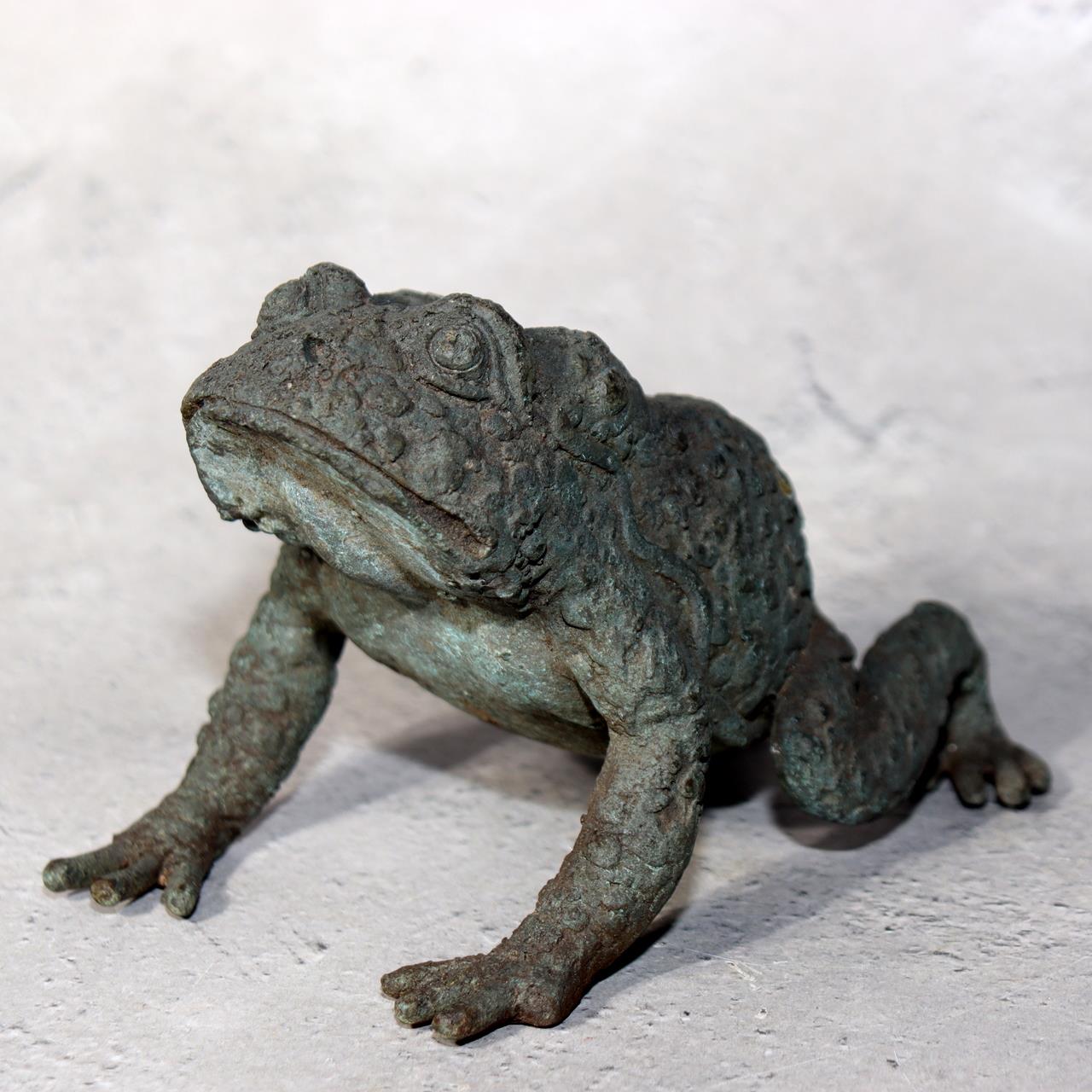 Vintage Japanese Bronze Frog Toad Figurine Okimono Garden Home Decor BOS9770