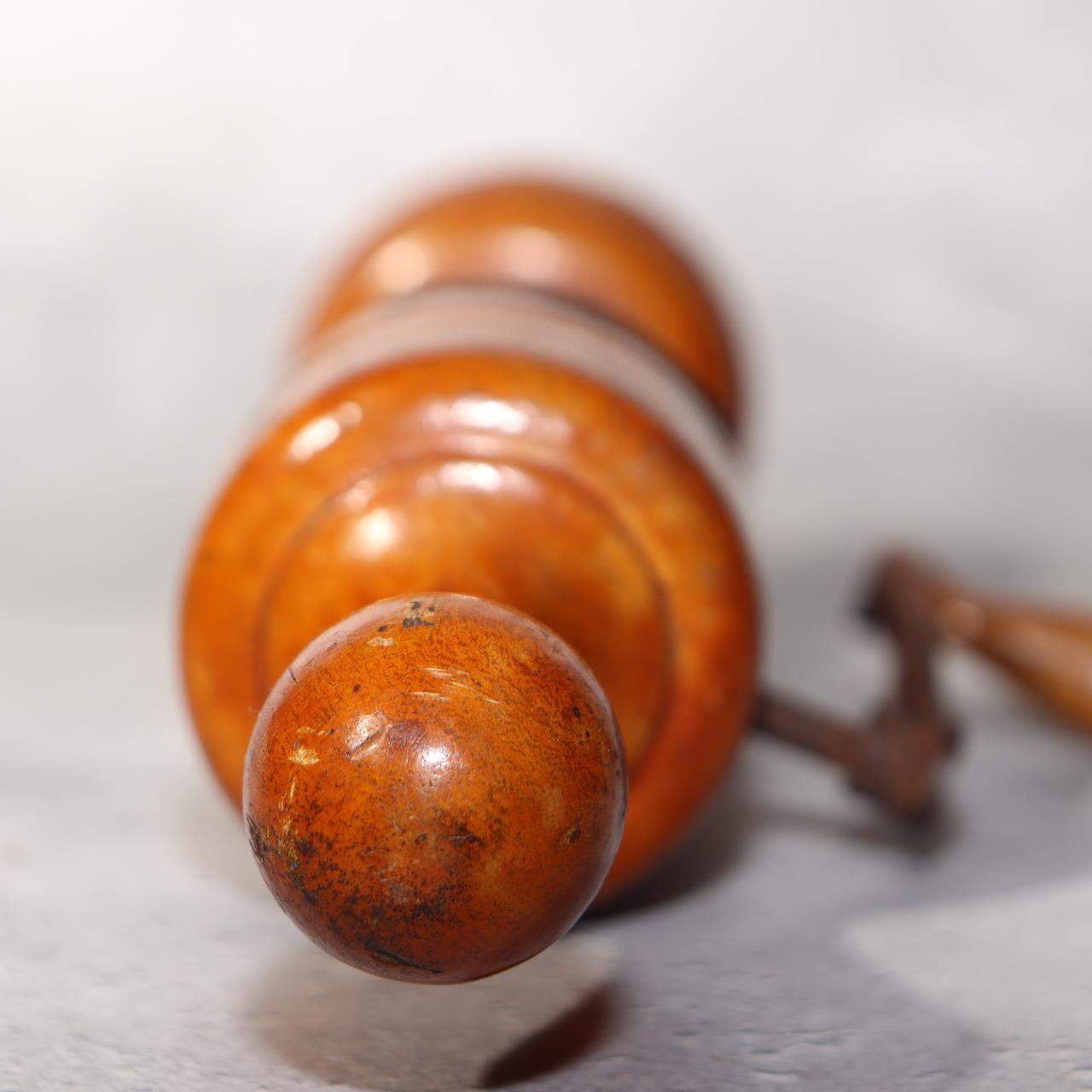 Japanese Vintage Wooden Hand Crank Tool Manual Massager Showa Era Craft VG4103