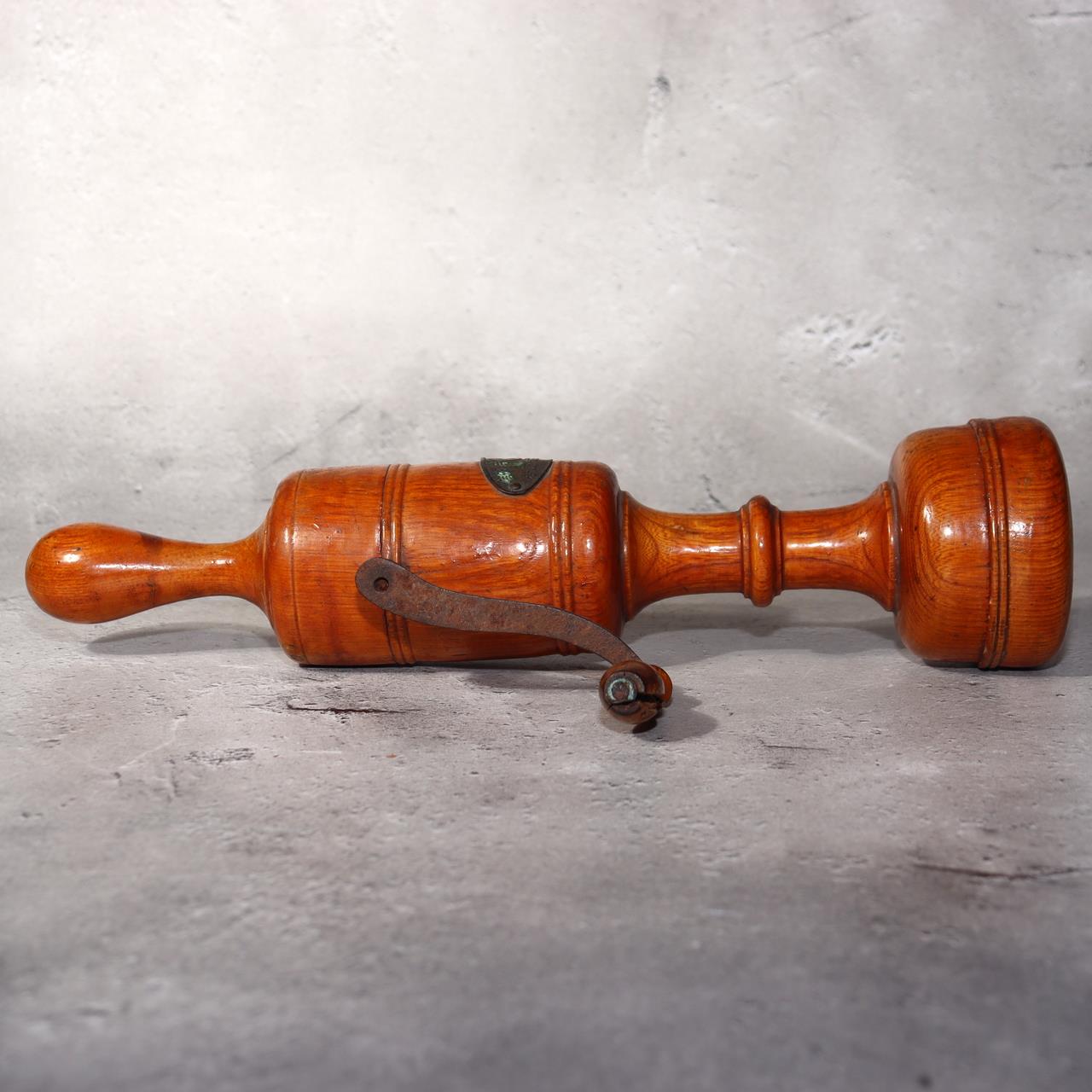 Japanese Vintage Wooden Hand Crank Tool Manual Massager Showa Era