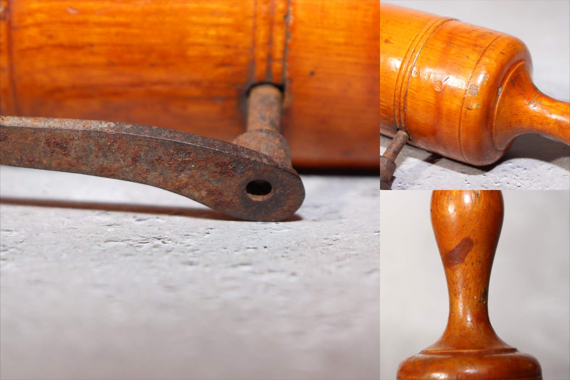 Japanese Vintage Wooden Hand Crank Tool Manual Massager Showa Era Craft VG4109