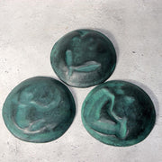 Japanese Vintage Iron Plates Kappa Design 3pcs Signed Folk Art Tray or Ashtray1