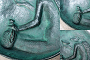 Japanese Vintage Iron Plates Kappa Design 3pcs Signed Folk Art Tray or Ashtray9