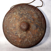 Japanese Antique Iron Gong (Dora)  Signed Ritual Mallet Yamagata Nanyo Kisshoten1