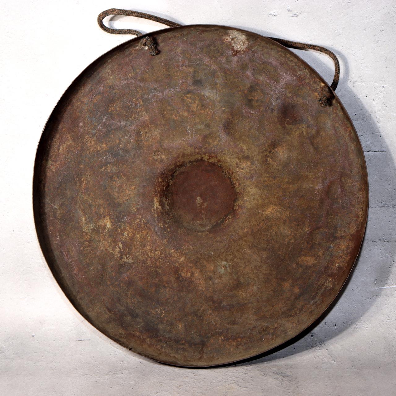 Japanese Antique Iron Gong (Dora)  Signed Ritual Mallet Yamagata Nanyo Kisshoten2