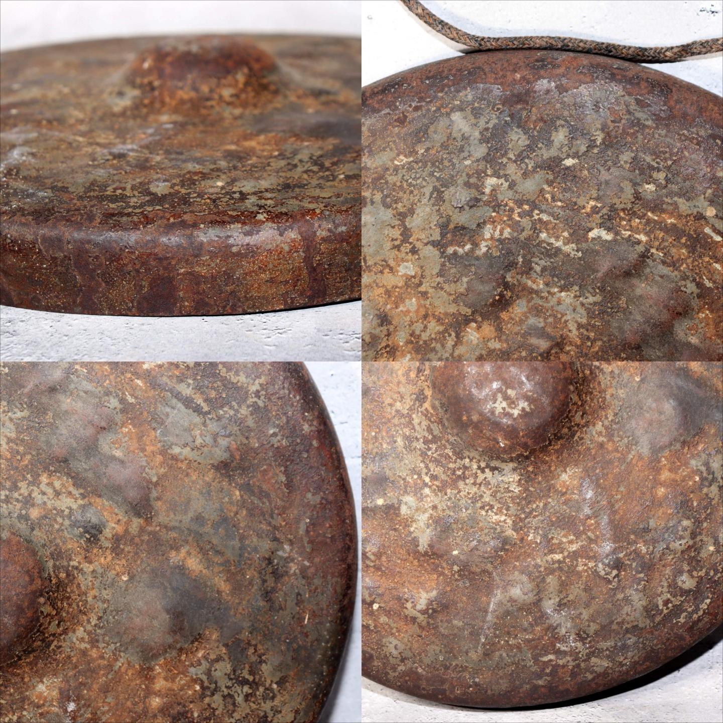 Japanese Antique Iron Gong (Dora)  Signed Ritual Mallet Yamagata Nanyo Kisshoten5