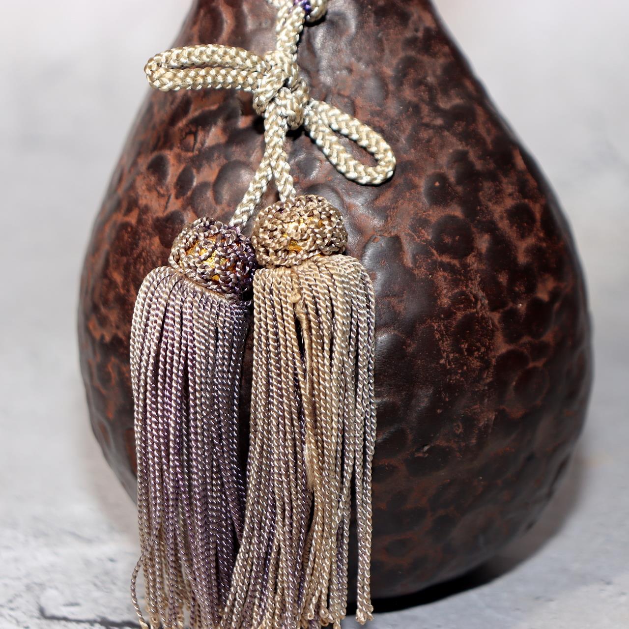 Japanese Bronze Gourd Shaped Vase by Tsunetaro Futagami with Stand Signed12