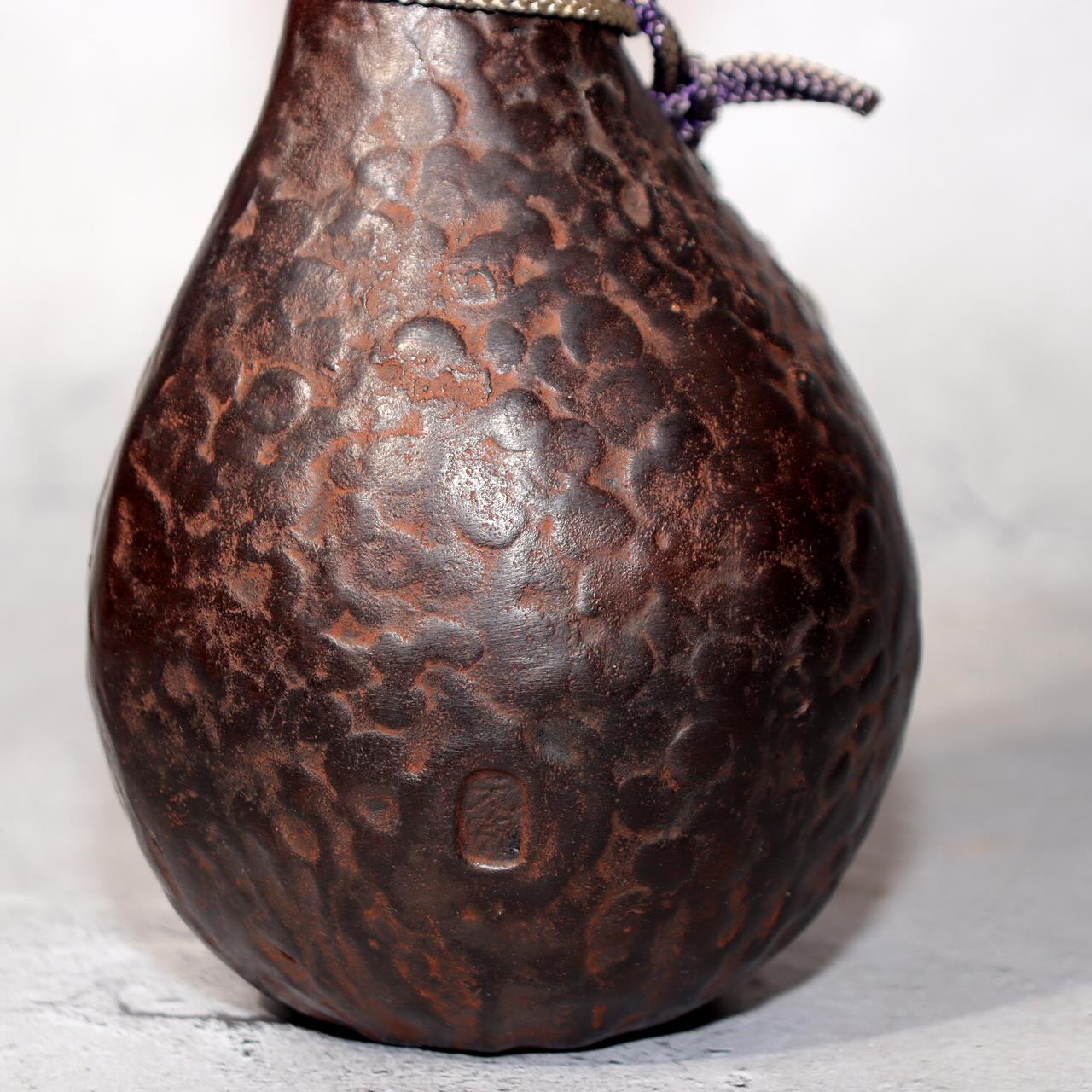 Japanese Bronze Gourd Shaped Vase by Tsunetaro Futagami with Stand Signed13