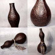 Japanese Bronze Gourd Shaped Vase by Tsunetaro Futagami with Stand Signed8