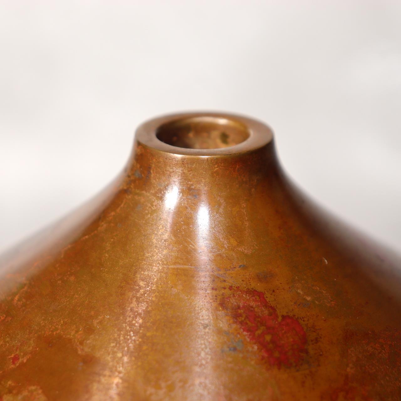 Japanese Bronze Flower Vase by Yoshihisa Hasegawa Signed with Box BV69610