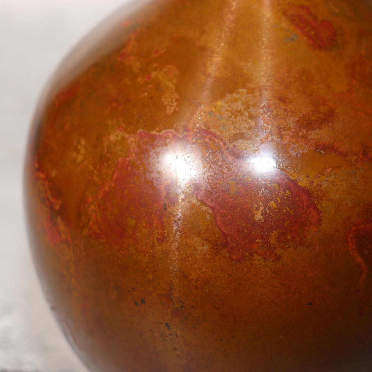 Japanese Bronze Flower Vase by Yoshihisa Hasegawa Signed with Box BV69611