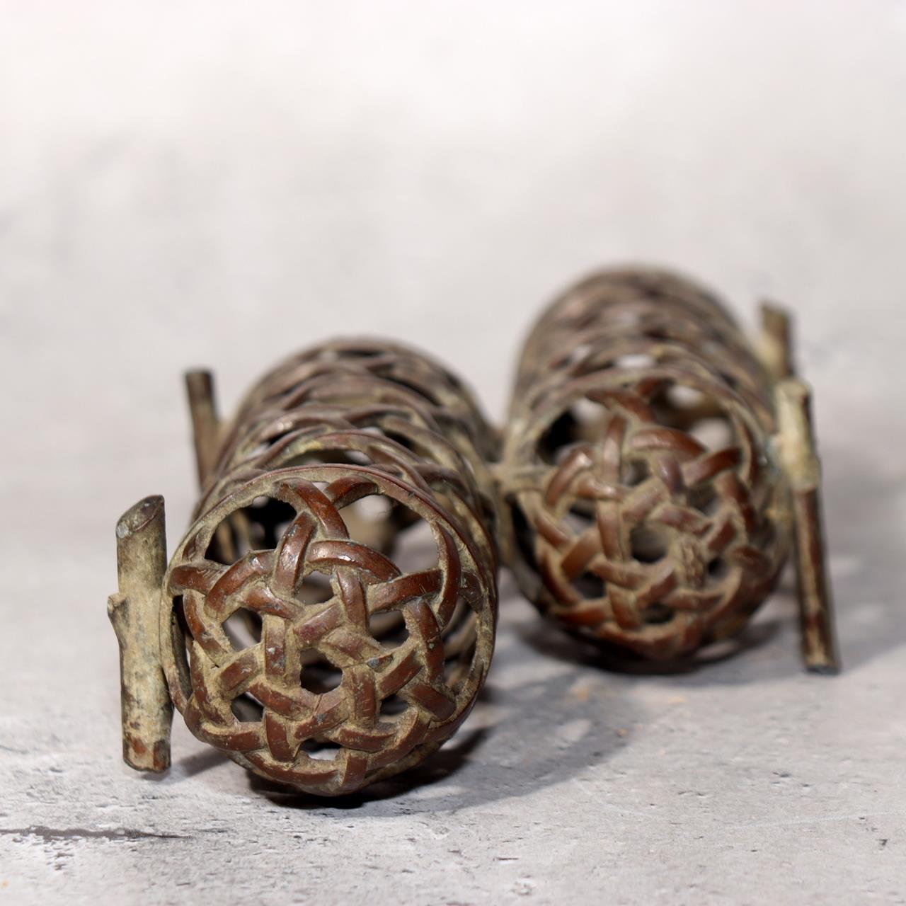 Japanese Bronze Jakago River Basket Flower Holder Ikebana Suiban Tenpai Zen Vase3