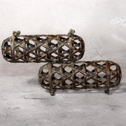 Japanese Bronze Jakago River Basket Flower Holder Ikebana Suiban Tenpai Zen Vase4