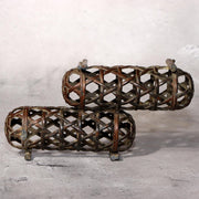 Japanese Bronze Jakago River Basket Flower Holder Ikebana Suiban Tenpai Zen Vase5