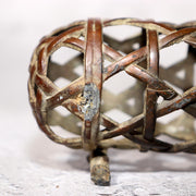 Japanese Bronze Jakago River Basket Flower Holder Ikebana Suiban Tenpai Zen Vase6