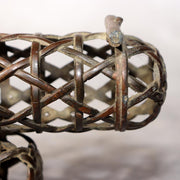 Japanese Bronze Jakago River Basket Flower Holder Ikebana Suiban Tenpai Zen Vase8