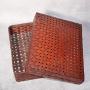 Japanese Vintage Bamboo Woven Basket Storage Box Mingei Folk Art BVO660