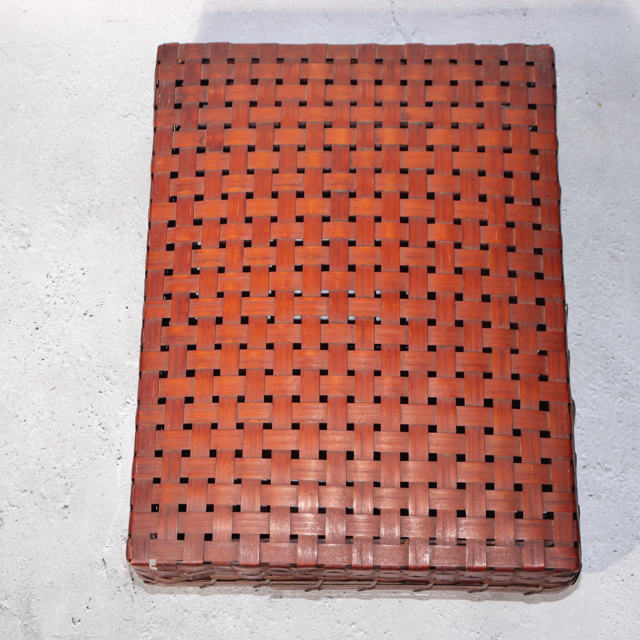 Japanese Vintage Bamboo Woven Basket Storage Box Mingei Folk Art BVO661