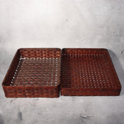 Japanese Vintage Bamboo Woven Basket Storage Box Mingei Folk Art BVO666