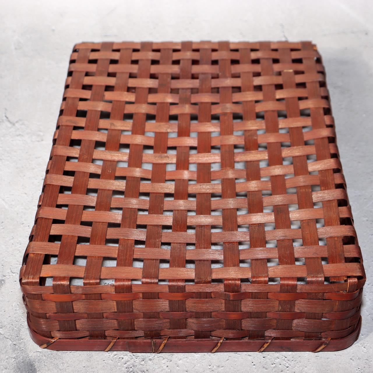 Japanese Vintage Bamboo Woven Basket Storage Box Mingei Folk Art BVO6613