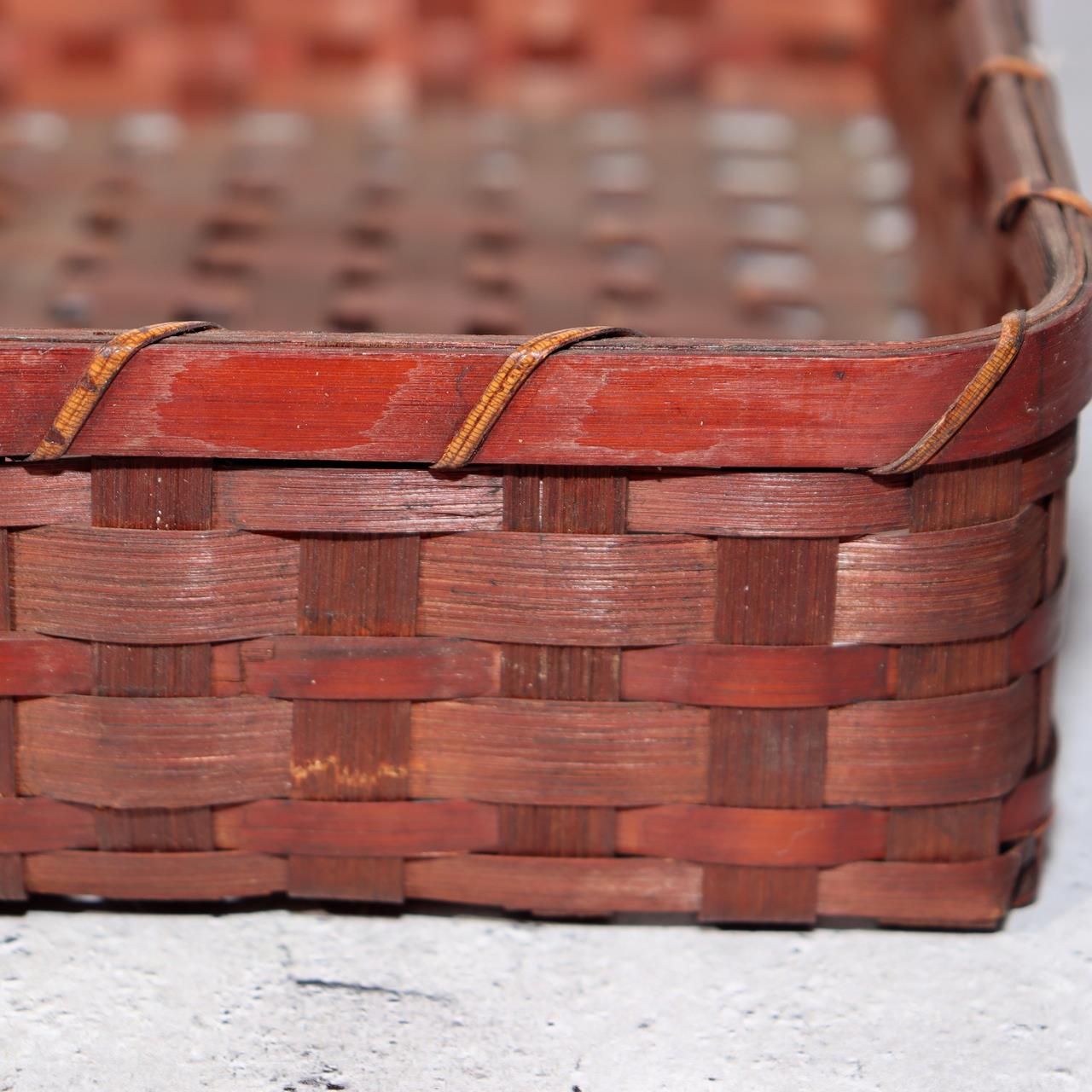 Japanese Vintage Bamboo Woven Basket Storage Box Mingei Folk Art BVO6618