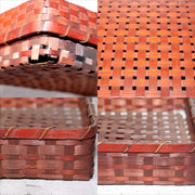 Japanese Vintage Bamboo Woven Basket Storage Box Mingei Folk Art BVO669
