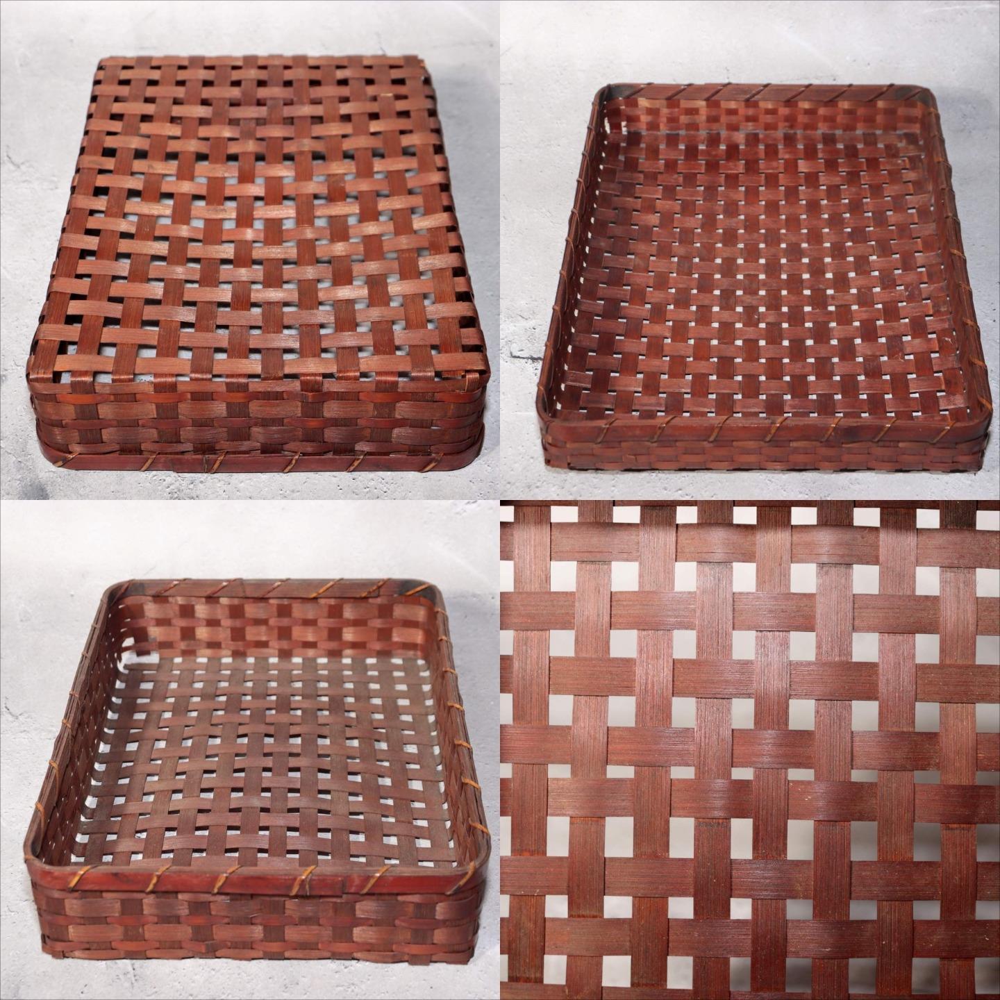 Japanese Vintage Bamboo Woven Basket Storage Box Mingei Folk Art BVO667