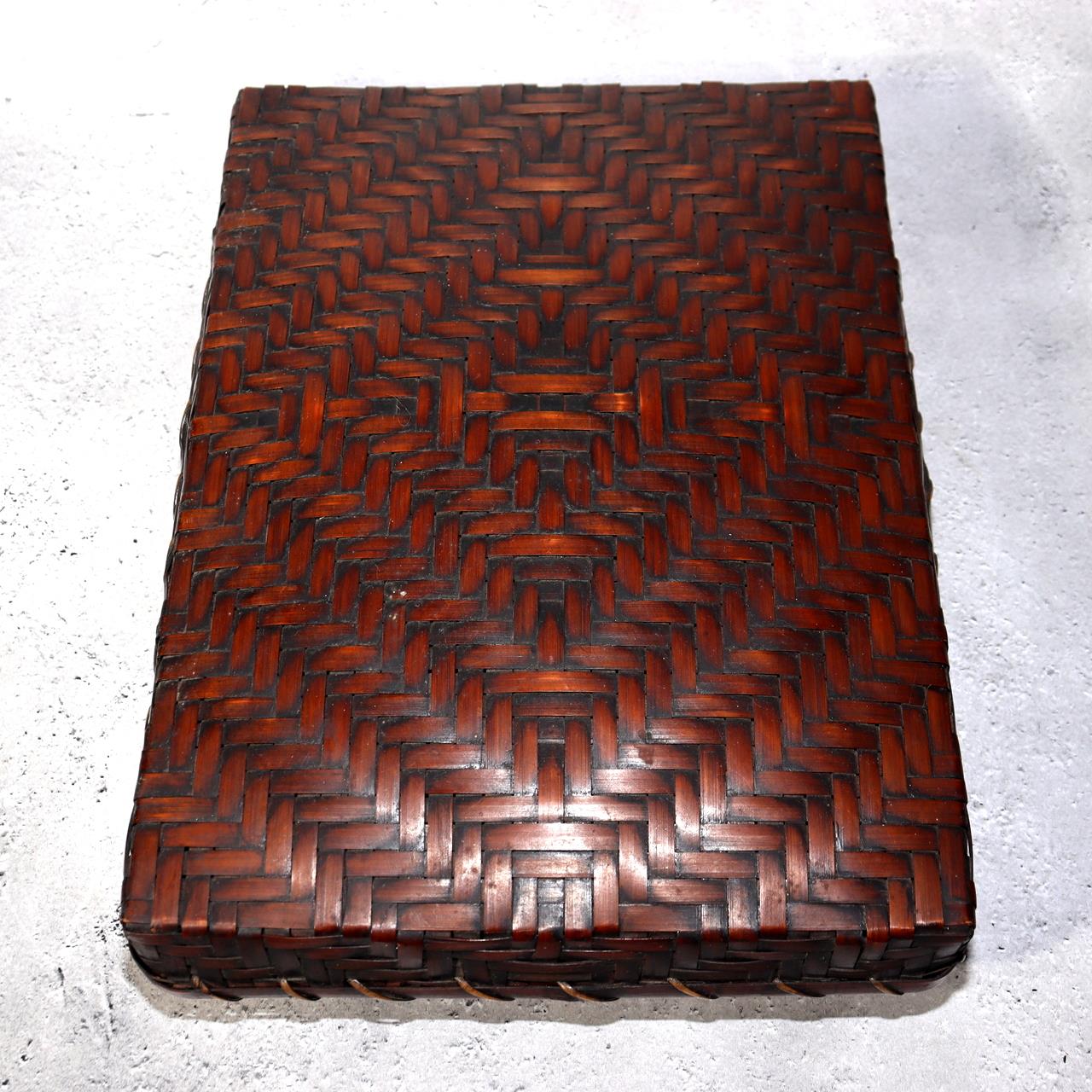 Japanese Vintage Bamboo Woven Basket Storage Box Mingei Folk Art BVO671