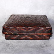 Japanese Vintage Bamboo Woven Basket Storage Box Mingei Folk Art BVO674