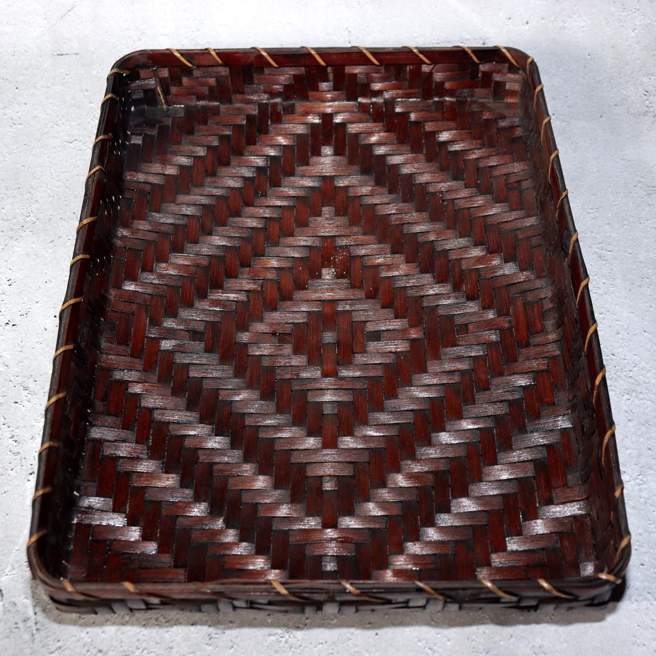 Japanese Vintage Bamboo Woven Basket Storage Box Mingei Folk Art BVO6710