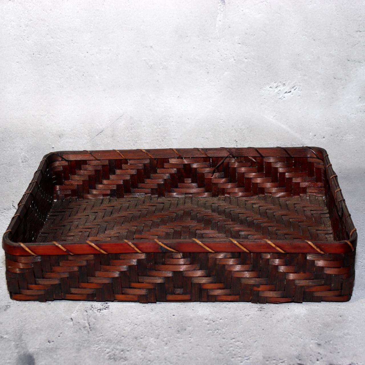 Japanese Vintage Bamboo Woven Basket Storage Box Mingei Folk Art BVO6716