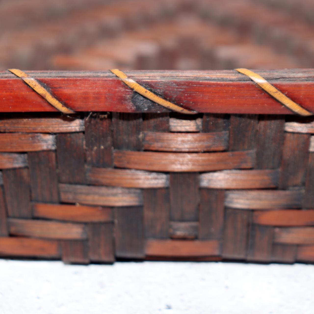 Japanese Vintage Bamboo Woven Basket Storage Box Mingei Folk Art BVO6717