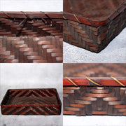 Japanese Vintage Bamboo Woven Basket Storage Box Mingei Folk Art BVO678