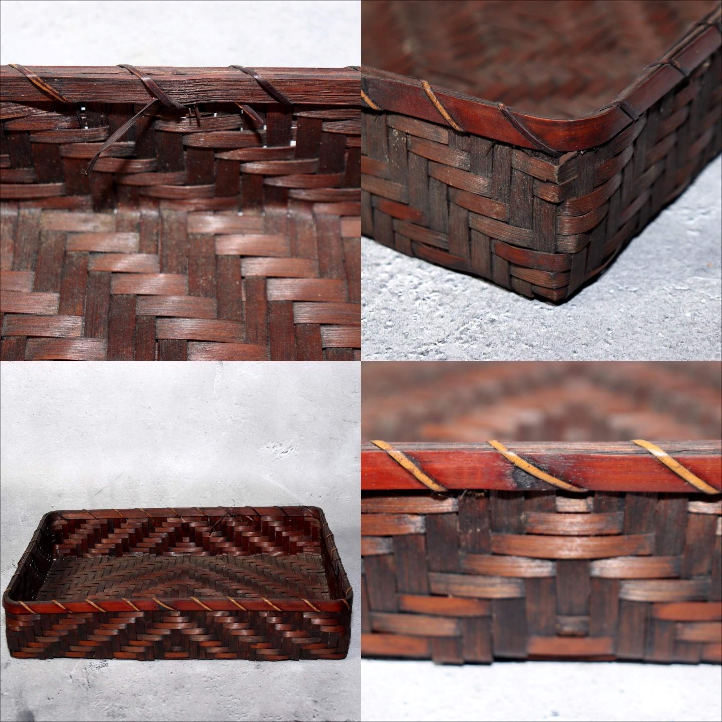 Japanese Vintage Bamboo Woven Basket Storage Box Mingei Folk Art BVO678
