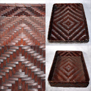 Japanese Vintage Bamboo Woven Basket Storage Box Mingei Folk Art BVO677