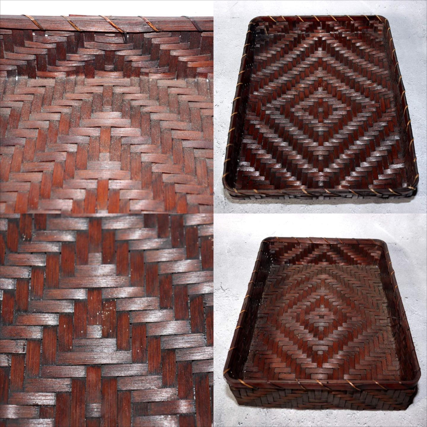 Japanese Vintage Bamboo Woven Basket Storage Box Mingei Folk Art BVO677