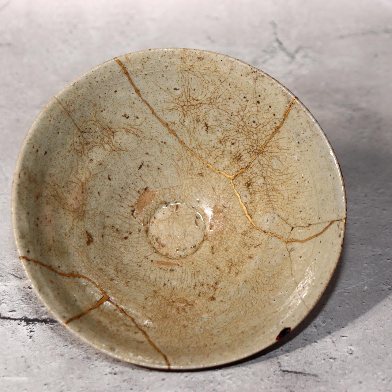 Antique Korean Goryeo Celadon Tea Bowl Kintsugi Repair Small Chawan Joseon5