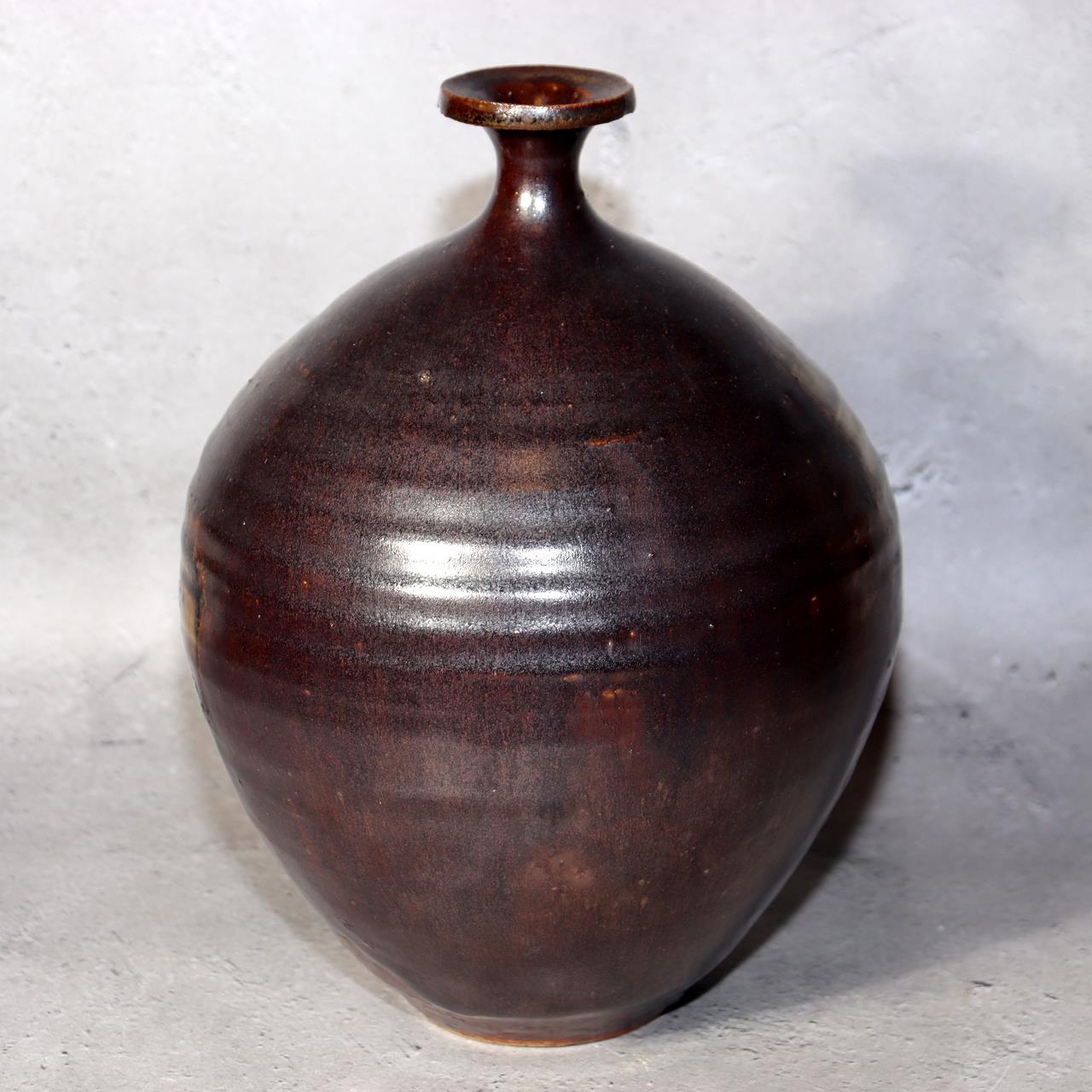 Japanese Seto Ware Vase Pottery Ceramic by Kato Shunto Signed w / Box PV2882