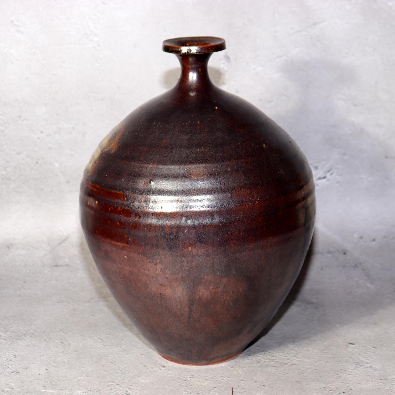 Japanese Seto Ware Vase Pottery Ceramic by Kato Shunto Signed w / Box PV2884