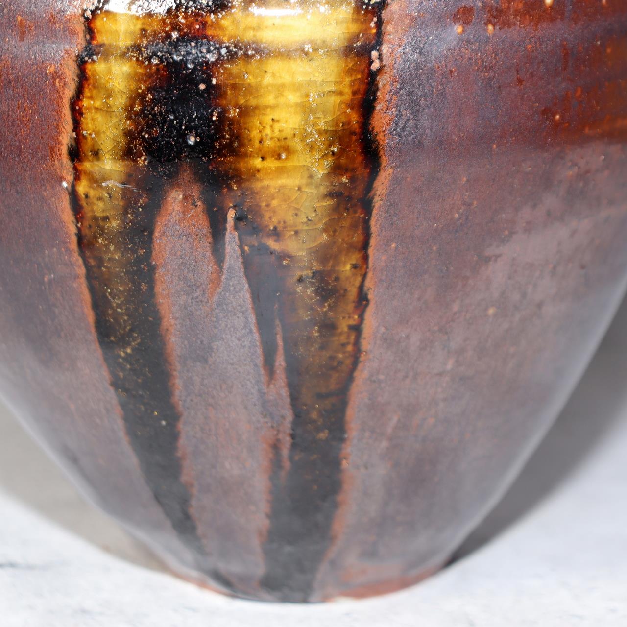 Japanese Seto Ware Vase Pottery Ceramic by Kato Shunto Signed w / Box PV28813