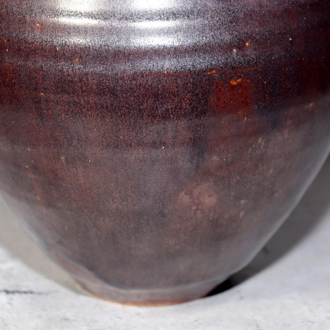 Japanese Seto Ware Vase Pottery Ceramic by Kato Shunto Signed w / Box PV28815