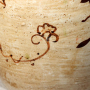 Japanese Vintage Oribe Ware Vase Ear Handles Green Glaze Signed SCBP4911